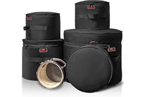 NIU KAKO 5-Piece Drum Case Set - Padded Drum Bags for 22" Kick, 12"/13"/16" Toms & 14" Snare | Lightweight Protective Covers for Drummers, Gig Transport, and Long-Term Storage