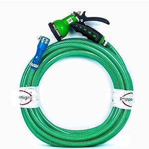Pepper Agro Garden Watering Car Wash 8 Mode/Pattern Spray Gun with Braided Hose Pipe 1/2 inch, 20 Meter