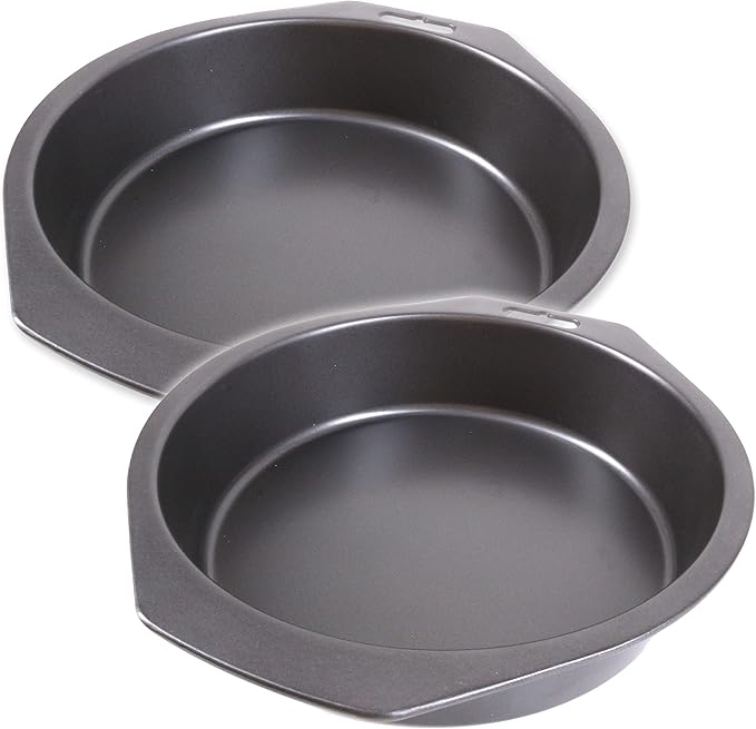 2X Round NonStick Cake Tins 20cm Coated Carbon Steel Pans for Baking
