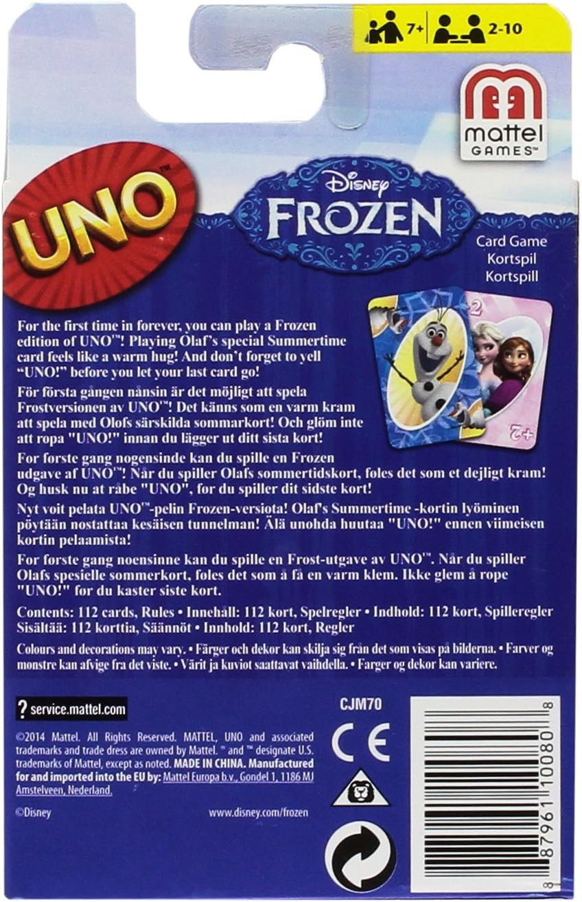 Amazon Com Mattel Games Disney Frozen Uno Card Game Toys Games