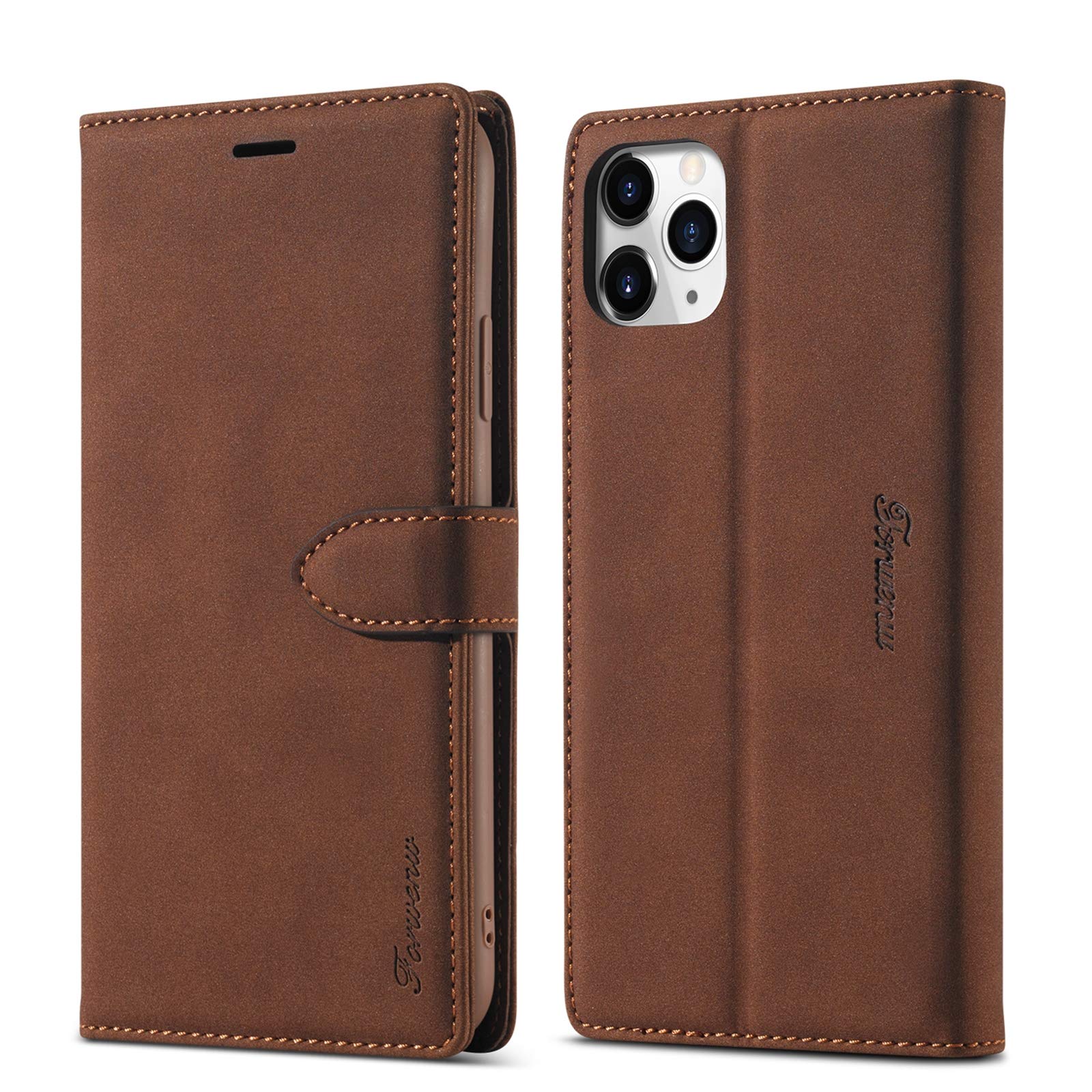 EYZUTAK Case Compatible with iPhone 12 mini 5.4 inch 2020, Vintage Wallet Folio Flip Cover Full Coverage Premium Leather Case with Magnetic Closure Kickstand Card Slots - Brown