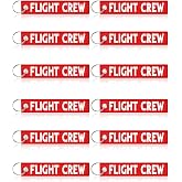 Junkin 12 Pcs Flight Crew Keychain Airplane Aviation Keychain Flight Crew Luggage Tags Embroidered Key Ring