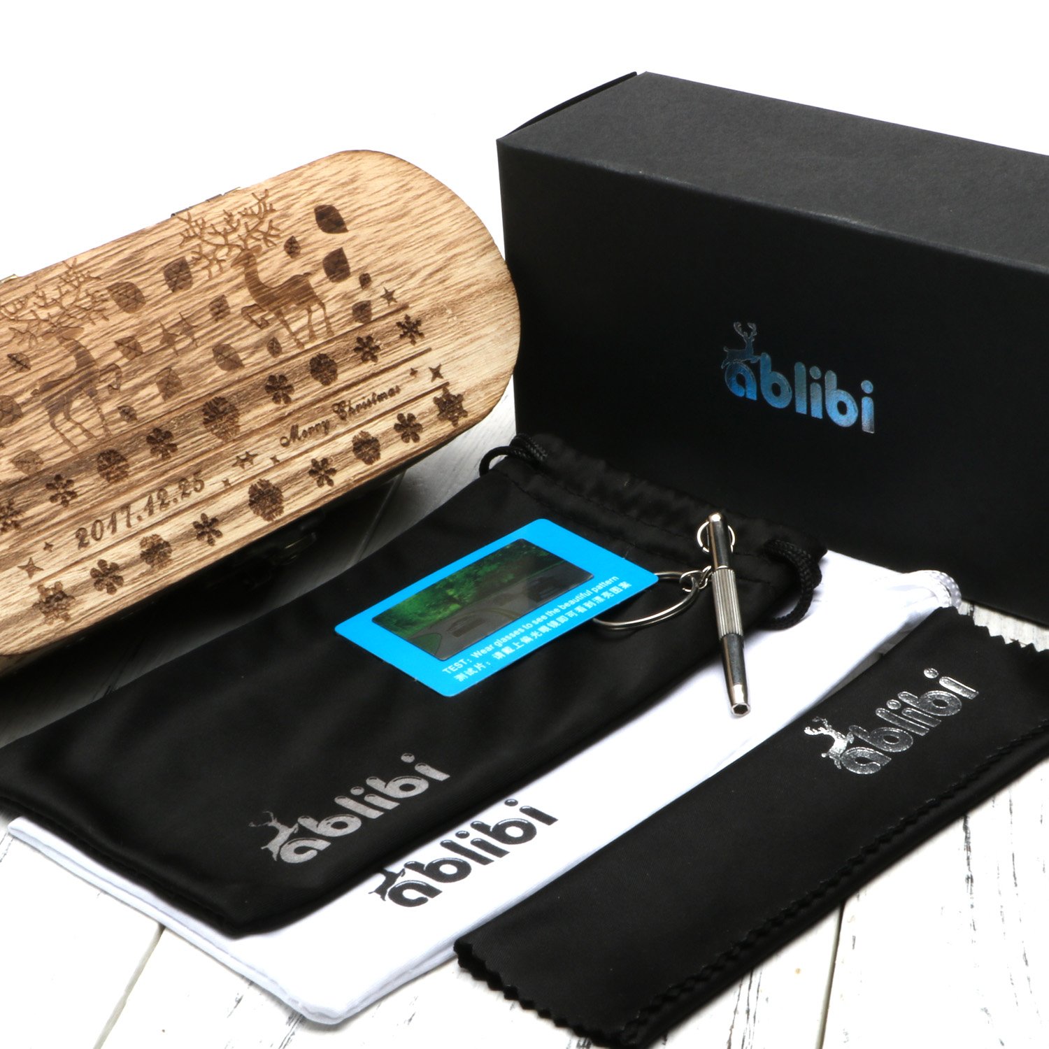 Ablibi Womens Unique Bamboo Sunglasses Polarized Eyewear in Gift Box (black, green)