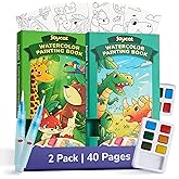 JoyCat 2 Pack Pocket Paint with Water Coloring Books for Kids, Art & Craft Activity Toy Set, Creative Travel & Home Painting Kit, Gifts for Girls & Boys Ages 3-8 (Animals & Dinosaurs)