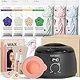 KOTAMU Waxing Kit-Professional Wax Warmer for Women& Men Hair Removal,Black Waxing Machine With Silicone Pot, Sensitive Skin Friendly Body Wax Kit Ideal for Face Bikin Brazilian Leg Home Salon