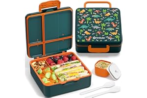 Fimibuke Bento Lunch Box for Kids, Leak Proof Toddler Bento Box with 4 Compartments BPA Free Dishwasher Safe Lunch Container with Utensils, Ideal Portion Sizes for Ages 3-12 Girls Boys for School
