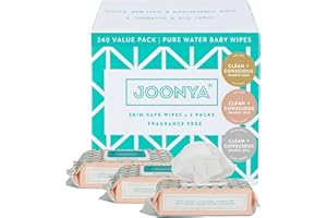 JOONYA Unscented Baby Wipes — Plant-Based, Fragrance-Free Diaper Wipes | Hypoallergenic, Non-Toxic, Compostable & Biodegradable Wet Wipes for Sensitive Newborn Skin | 3 Packs of 80 Wipes (240 Total)