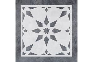 G GSS DESIGNS GSS Designs Jewel Tile Stencil 12x12Inch Large Reusable Tile Stencil for Painting Floor Wall Stencil Design for DIY Jewel Pattern