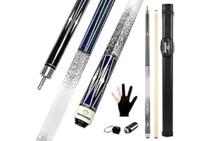 HomeSeason Pool Cue Stick 58" Billiard Cue Sticks 3D Printed Grip Professional Low Deflection Pool Sticks Maple Wood Pool Sticks 13mm Tip