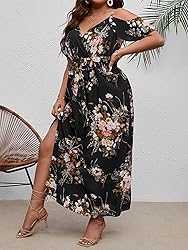 Floerns Women's Plus Size Cold Shoulder Short