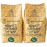 American Soy Organics 100% Midwest Soy Beads for Candle Making - Natural Supplies - Paraffin-Free, Beeswax-Free Candle Wax for Container Candles, Tealights and Wax Melts, 10 lbs