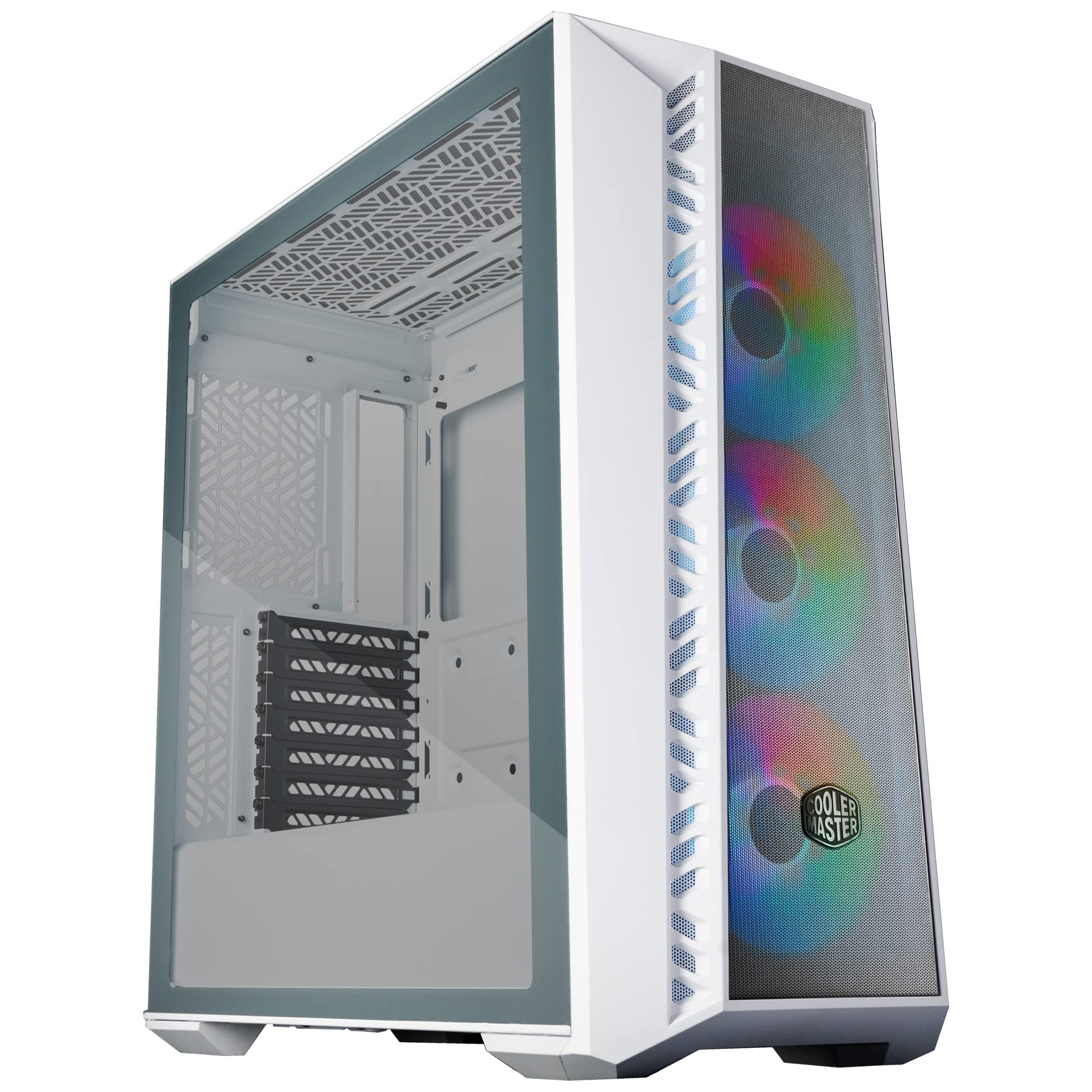 Cooler Master Masterbox 520 Mesh - Boîtier PC Moyen Tour Chassis Atx, 3 X Ventilateurs Préinstallés, Configuration Du Flux D'Air, Panneau Avant Mesh & Latéral Verre Trempé, Contrôleur Argb - Blanc