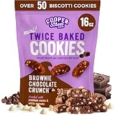 Cooper Street Brownie Chocolate Crunch Mini Biscotti Cookies, 1 lb | Twice Baked Italian Style Cookies, Peanut, Soy &amp; Dairy Free, Low Sodium Snack, Kosher, Serve w/ Coffee or Tea, Resealable Bag