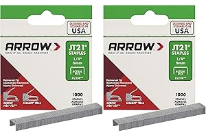 Arrow Fastener 214-2 Genuine JT21 1/4-Inch Staples, 1,000-Staples - 2 Pack