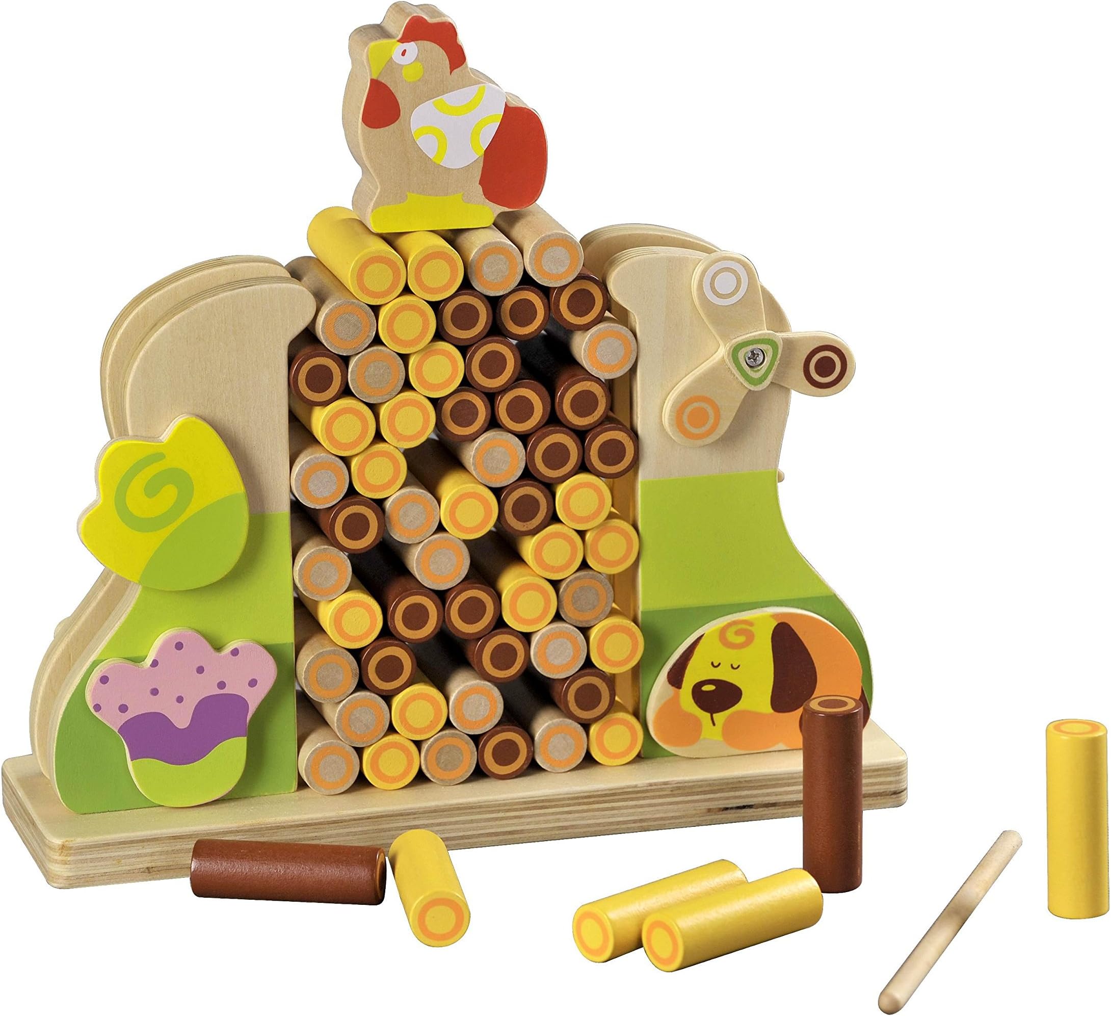 2x4 Toys - Wood Farm Stick Stacking Game - Kids Games Age 3+ - Fine Motor Skills Toy - Learning Games for Toddlers - Hand Eye Coordination Game - Natural Wooden Toy
