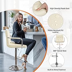 Yaheetech Bar Stools Set of 2, PU Leather