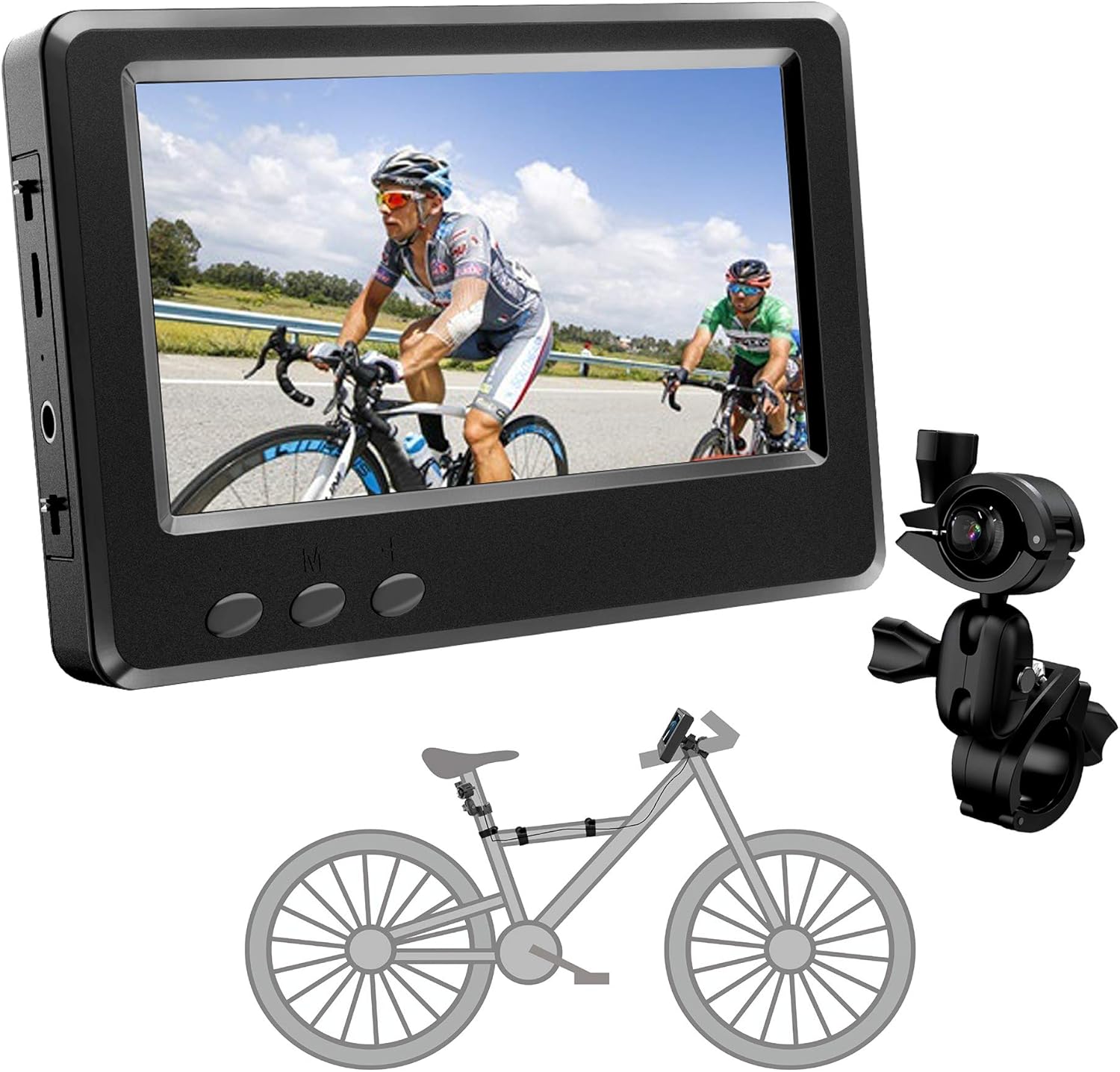 FEISIKE Handlebar Bike Mirror, Bicycle Mirror with 4.3'' HD Night