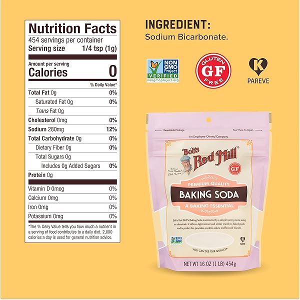 BOB’S RED MILL BAKING SODA, 16OZ (PACK OF 4) – NON GMO, VEGAN, PALEO FRIENDLY, KOSHER