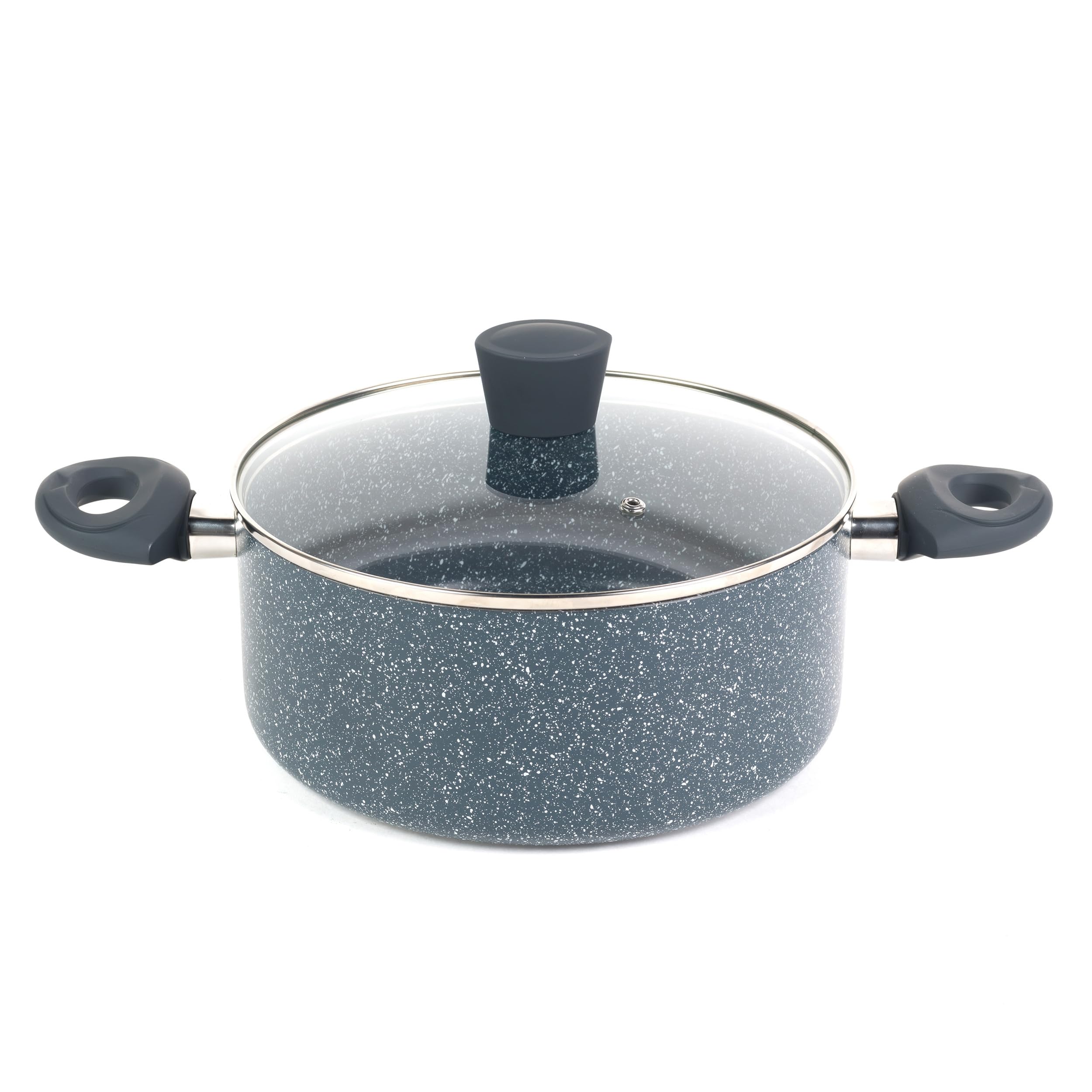 Russell Hobbs RH00849EU Stockpot with Lid - Non-Stick 24cm Induction Suitable Cooking Pot, Pressed Aluminium, PFOA-Free, Soft-Touch Handles, for Stews/Soups, Nightfall Stone Collection, Blue Marble