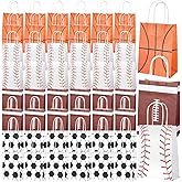 xozeooeu 48 Pcs Sports Party Favor Bags with Handles - Football, Baseball, Basketball, Soccer Goodie Treat Bags for Sports Themed Birthday Party