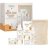 Babo Botanicals Baby Care Essentials Gift Set - Skincare, Bath & Diaper - For Delicate Skin, Fragrance-Free with Shea Butter, Includes Reusable Carry Pouch - Natural & Plant Based - 5 Items Set