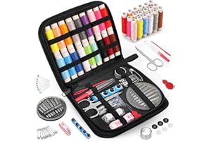 Coquimbo Sewing Kit Stocking Stuffers Christmas White Elephant Gifts for Adults Teen Girls Grandma Beginner Traveler, Portable Sewing Supplies Accessories with Thread, Needles, Scissors (Black, M)
