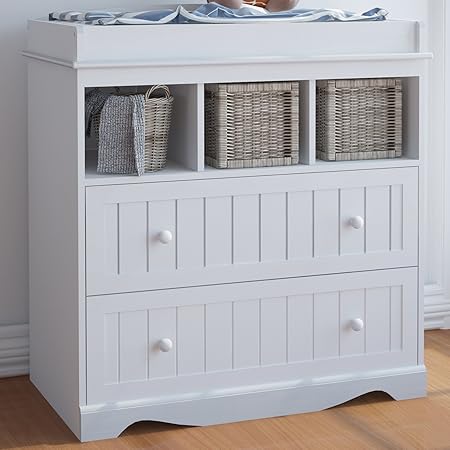 wooden baby changing unit with drawers
