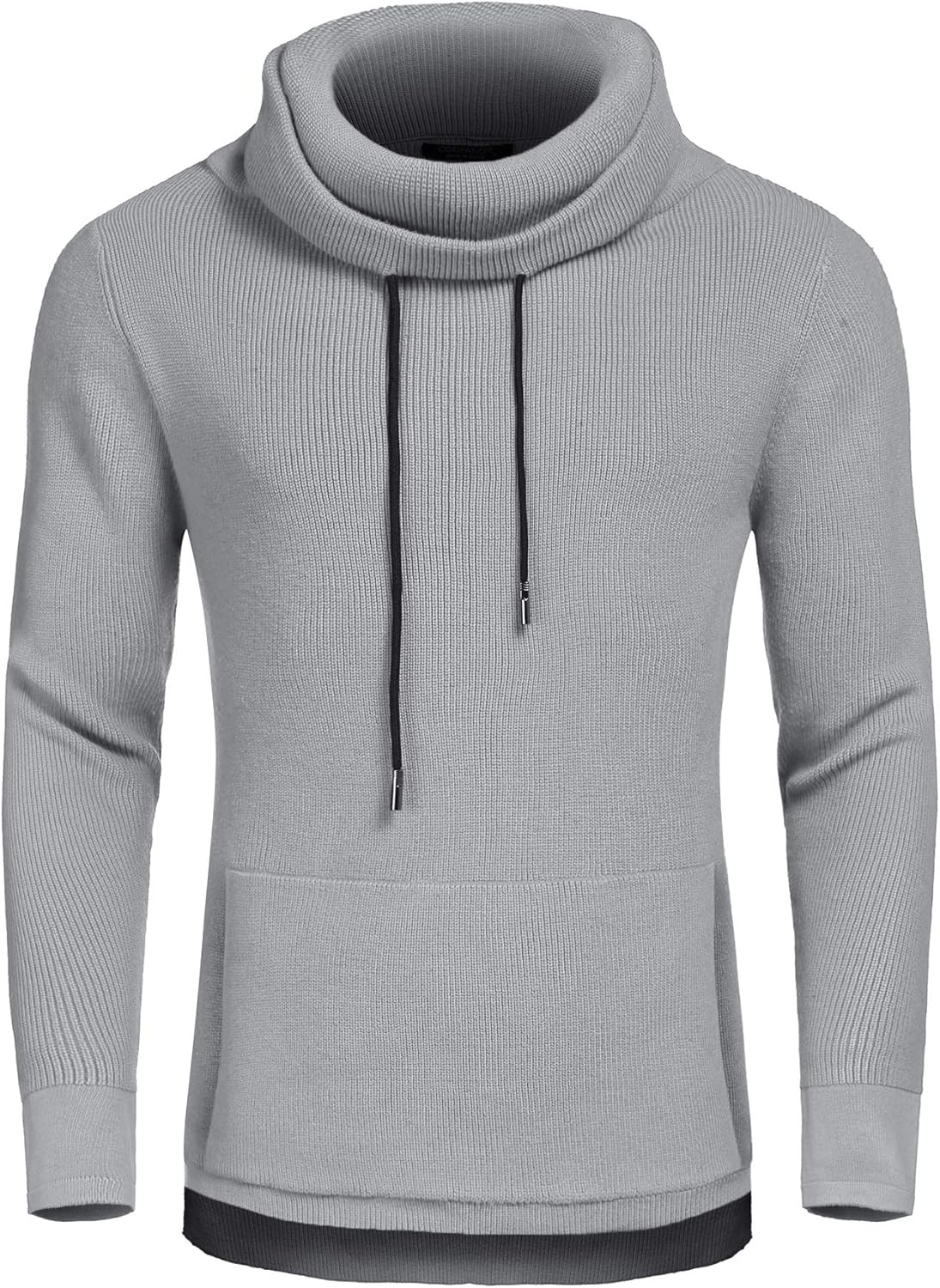 JINIDU Men's Knitted Cotton Pullover Hoodie Long Sleeve Turtleneck Sweater: Clothing