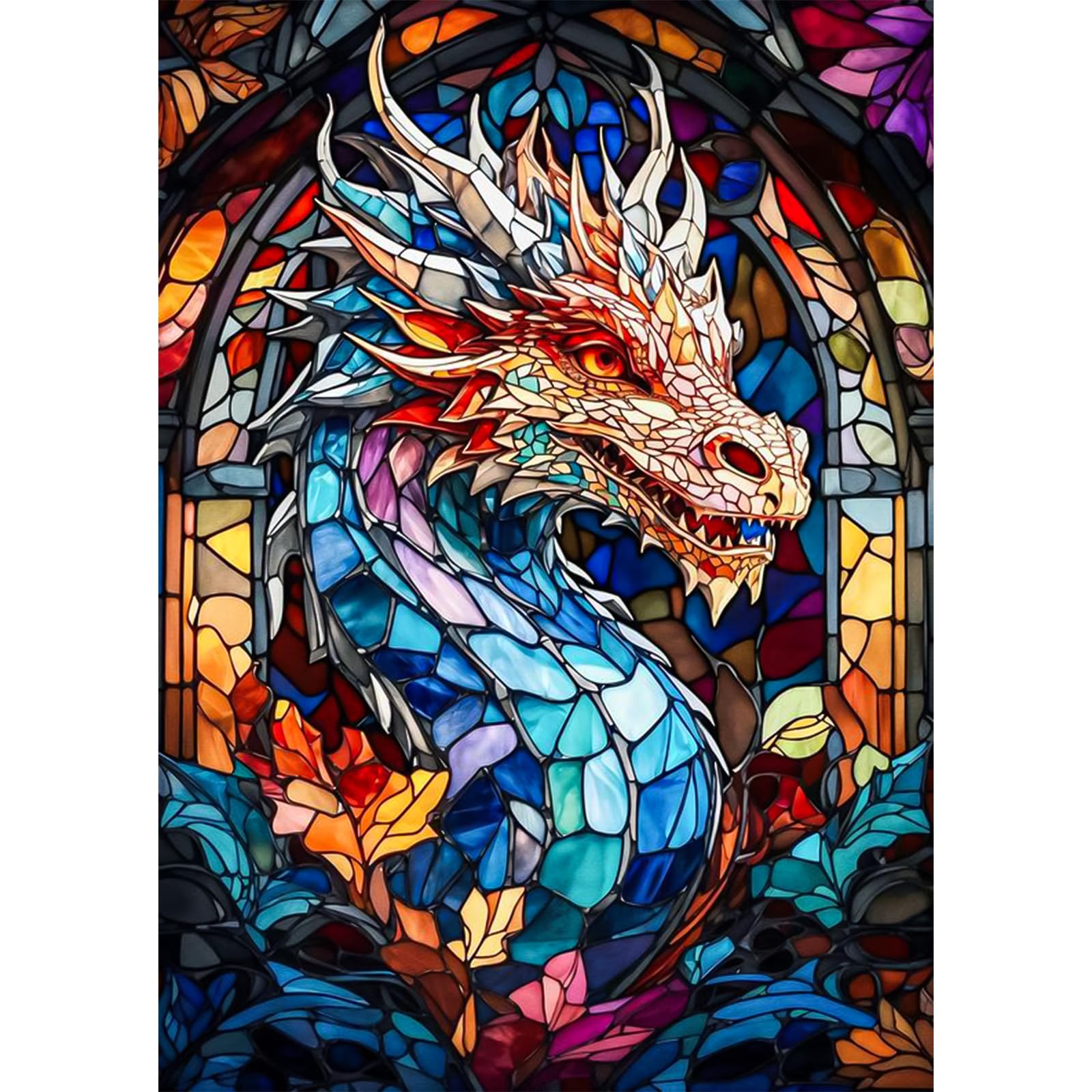 QENSPE 5D Diamond Painting Kits for Adults, Dragon Diamond Art Kits Full Drill Colorful Diamond Dots Kit for Beginners, DIY Crystal Picture Art for Home Wall Decor 30x40cm / 12x16 inch