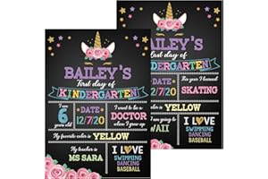 OUTUS Unicorn Theme First Day of School Chalkboard, 13.8 x 10 Inch First and Last Day of School Sign for Kid Back to School Chalkboard Sign to Commemorate The First Day of School(Classic Style)
