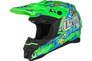 ILM DOT&ECE Youth ATV Helmet kids Dirt Bike Helmet Child Motocross Dirtbike BMX MX Offroad Dual Sport Full Face Casco para Moto Model AP-868(Flo Green,Youth-L)
