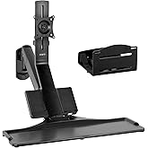 VIVO Premium Black Single Monitor and Keyboard Counterbalance Sit-Stand Wall Mount and CPU Holder, Ergonomic Standing Transit