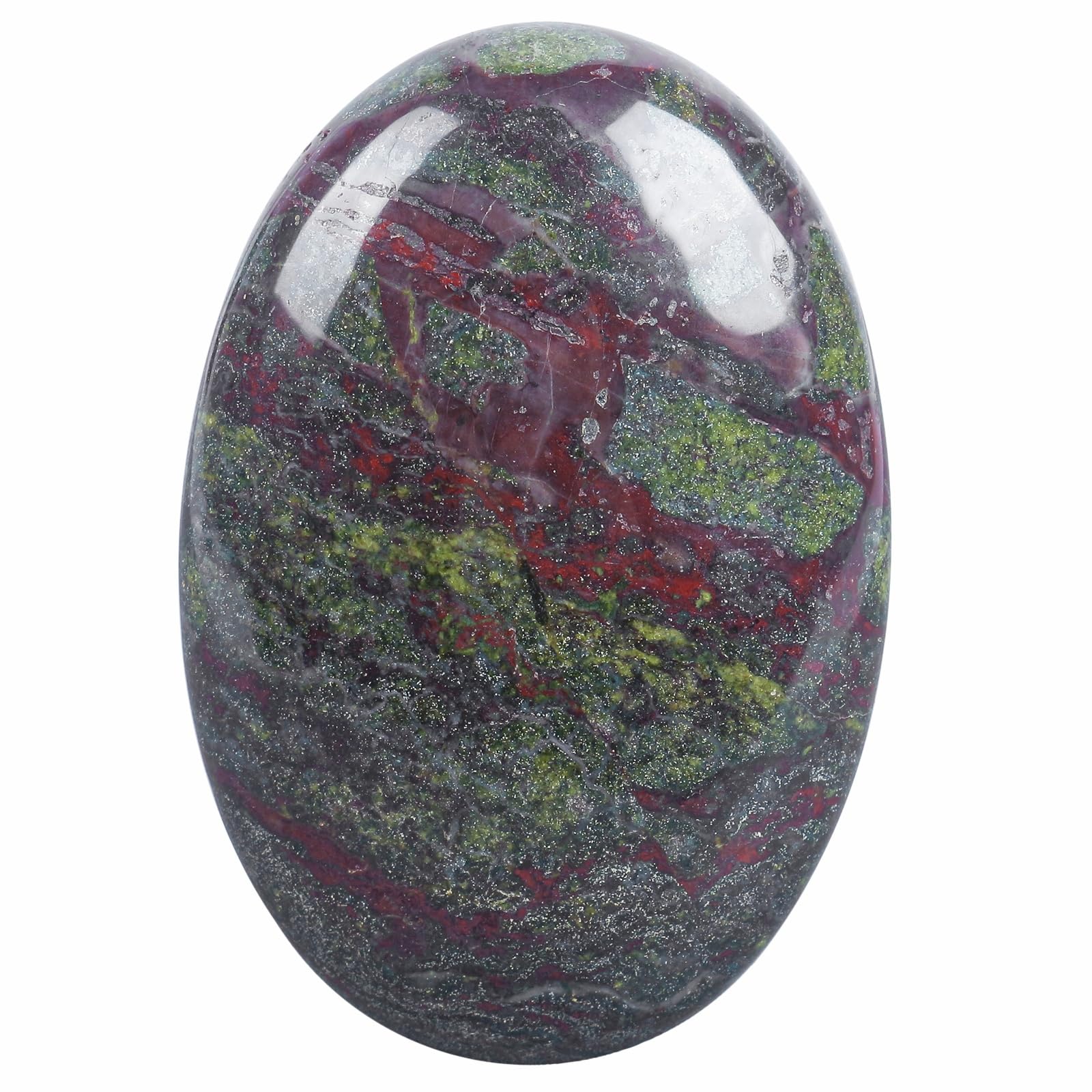 Lovionus89 Dragon Bloodstone 60mm Crystal Palm Stone - Polished Semi-Precious Worry Stone for Anxiety Relief, Meditation, Stress, Healing Crystals — image 1
