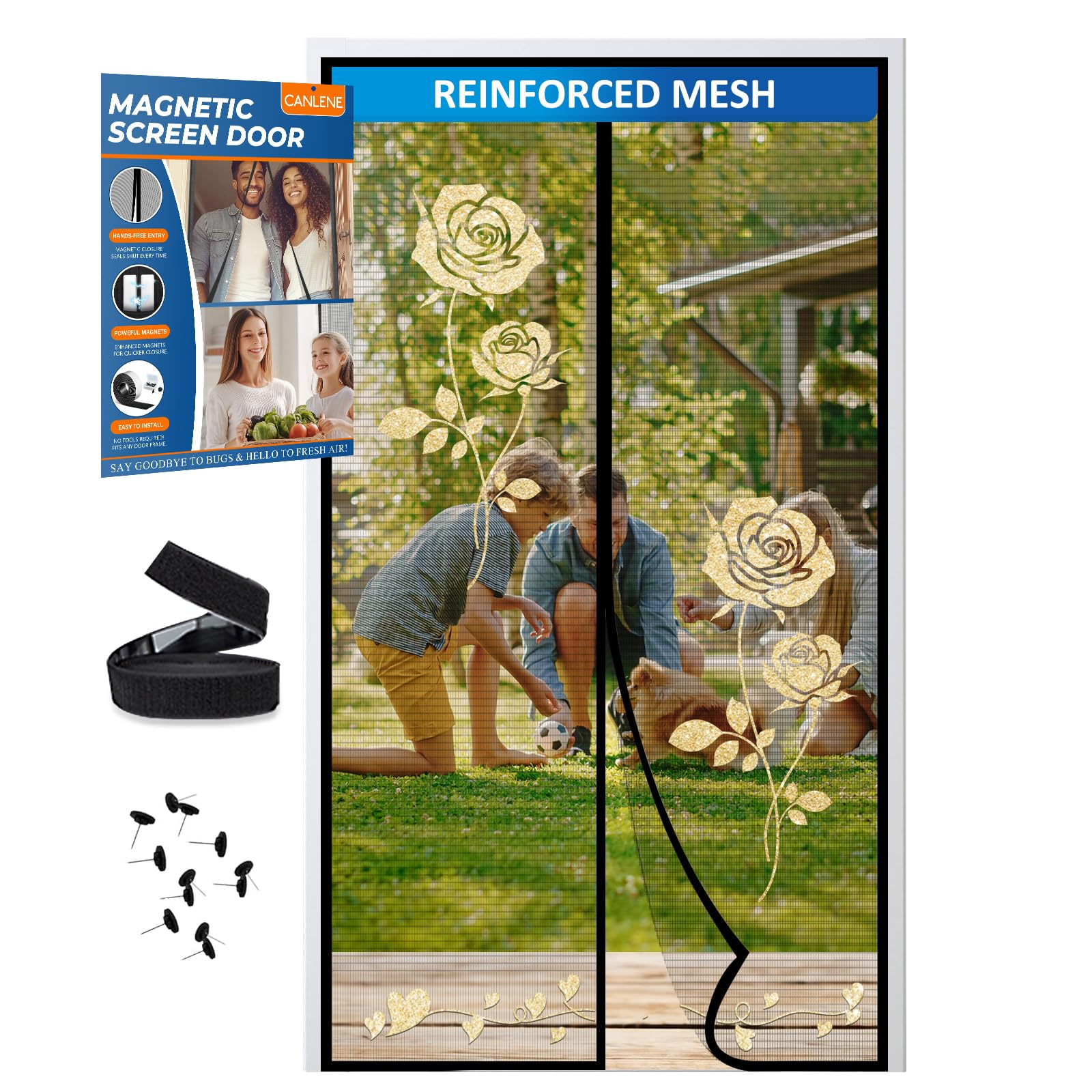 Photo 1 of CANLENE High-Density Magnetic Screen Door Mesh for Home and Patio, Tear Resistant Backdoor Screen Net with Magnetic Closure