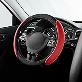 Skechers Steering Wheel Cover,Memory Foam Car Steering Wheel Cover,14.5-15inch Anti-Slip Safety Comfortable Desgin, Universal Accessory for Diverse Cars, Truck,SUV (Black & Red)