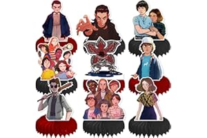 Stranger Season 5 Things Honeycomb Table Centerpiece 9 Pieces - Colorful Paper Things 5 Movie TV Themed Anime Cartoon Honeyco