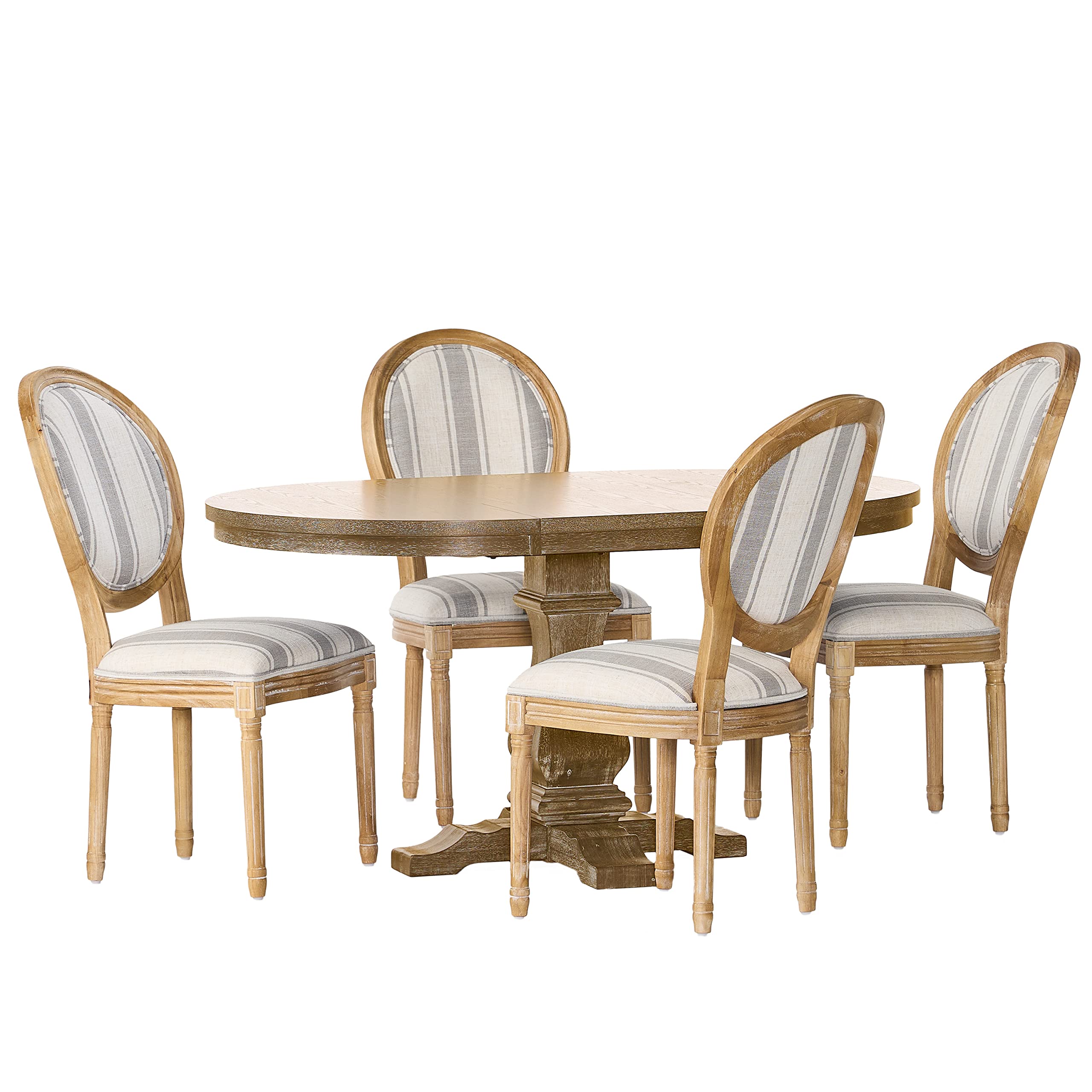 Photo 1 of ***TABLE ONLY***Dored Dining Set - Gray Stripe/White Print/Natural