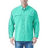 Tuna Men's Fishing Long Sleeve Shirts - UPF 50+ Sun Protection Quick-Dry Water-Resistant Botton Down Shirt for Men