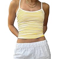 Milumia Women Casual Rainbow Striped Ribbed Knit Cami Top