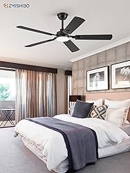 ZMISHIBO 52" Ceiling Fans with Lights, Black Modern