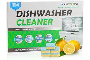 NUTTUTO Dishwasher Cleaner and Deodoriser Tablets - 30 pack Deep Cleaner and Descaler for Dishwashers, Heavy Duty, Natural Limescale Remover, Scale Remover - 1 Year Supply