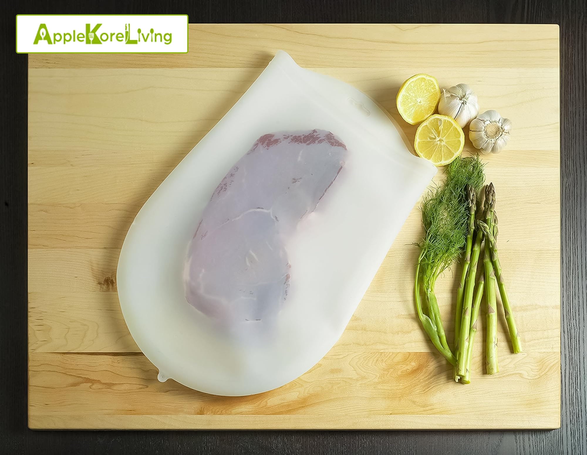 Revolutionize Sous Vide Cooking with AppleKoreLiving Sous Vide Reusable Silicone Bags | Extra Large BPA Free Set | Thinner and More Flexible than Other Reusable Vacuum Seal Bags
