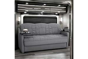 Qualitex De Leon DX RV Sofa Bed, 78" Wide, Ultimate Leather, Charcoal