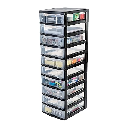 Iris Ohyama Europe Storage 10 Black Tower Unit Ten Drawer