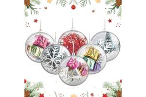 RUNPON 20 Pack 3.15in Fillable Clear Ornaments Balls, DIY Plastic Christmas Tree Decorations Balls Baubles Transparent Ball Gifts for New Year Present Holiday Wedding Party Home Decor Soap Bath Bomb