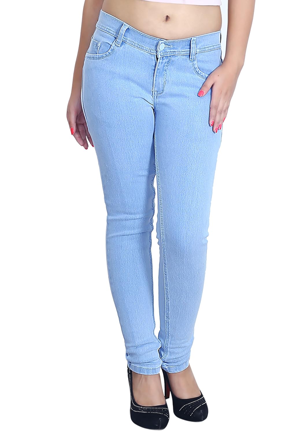 blinkin ice blue denim jeans for women | girls (stretchable fabric)