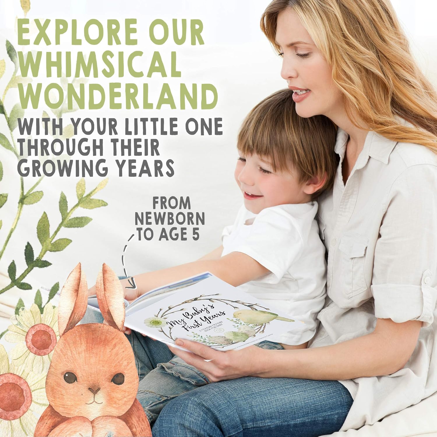 Baby First 5 Years Memory Book Journal - 90 Pages Hardcover First Year Keepsake Milestone Newborn Journal for Boys, Girls - All Family, LGBT, Single Mom Dad, Adoptive (Wonderland) : Baby