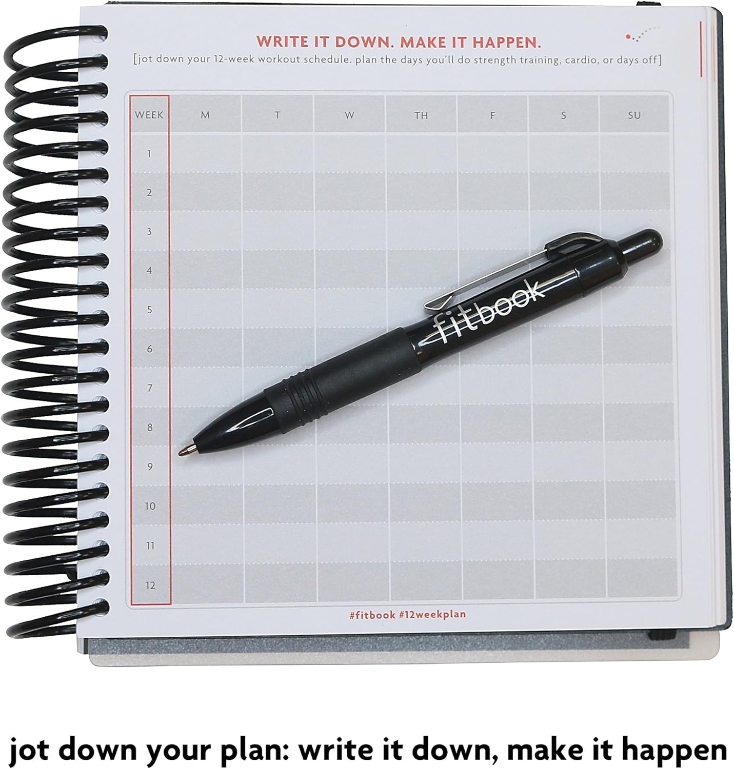 Fitlosophy Fitbook: Fitness Journal and Planner for Workouts, Weight Loss and Exercise, Black Single (12-Week): Sports & Outdoors