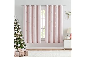 Jubilantex Lavender Pink and Gold Butterfly Blackout Curtains 63" Length for Baby Girls Nursery Bedroom 80% Blackout Grommet Window Treatment,1 Pair