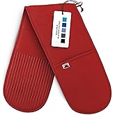 Big Red House Red Double Oven Mitt Kitchen Protection - Pack of 1-32" Long - Heat Resistant Cotton Professional Grade with Terrycloth Lining